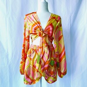 Vibrant Two-Piece Set with 60’s Retro Style Print.